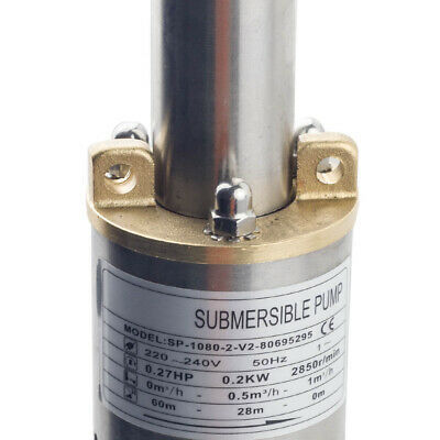 2 inch 370W Deep Well Submersible Bore Pump Stainless Steel 1080L/H Max 50m Head